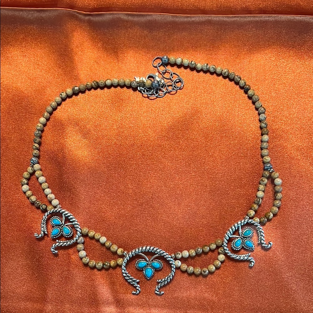 Silver and Turquoise Beaded Necklace
